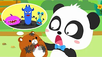Bad Germs on the Bear Doll | Super Bubble Rangers | Doctor Pretend Play | Kids Good Habits | BabyBus