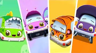 Four Little Cars Change Colors | Car Cartoon | Monster Truck | Kids Song | BabyBus