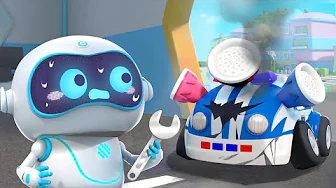 Super Robot Repairs Police Car | Fire Truck, Ambulance | Monster Truck | Kids Song | BabyBus