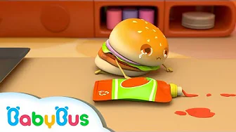 Hamburger Slips down & Cries | Number Songs | Nursery Rhymes | Kids Song | Baby Songs | BabyBus