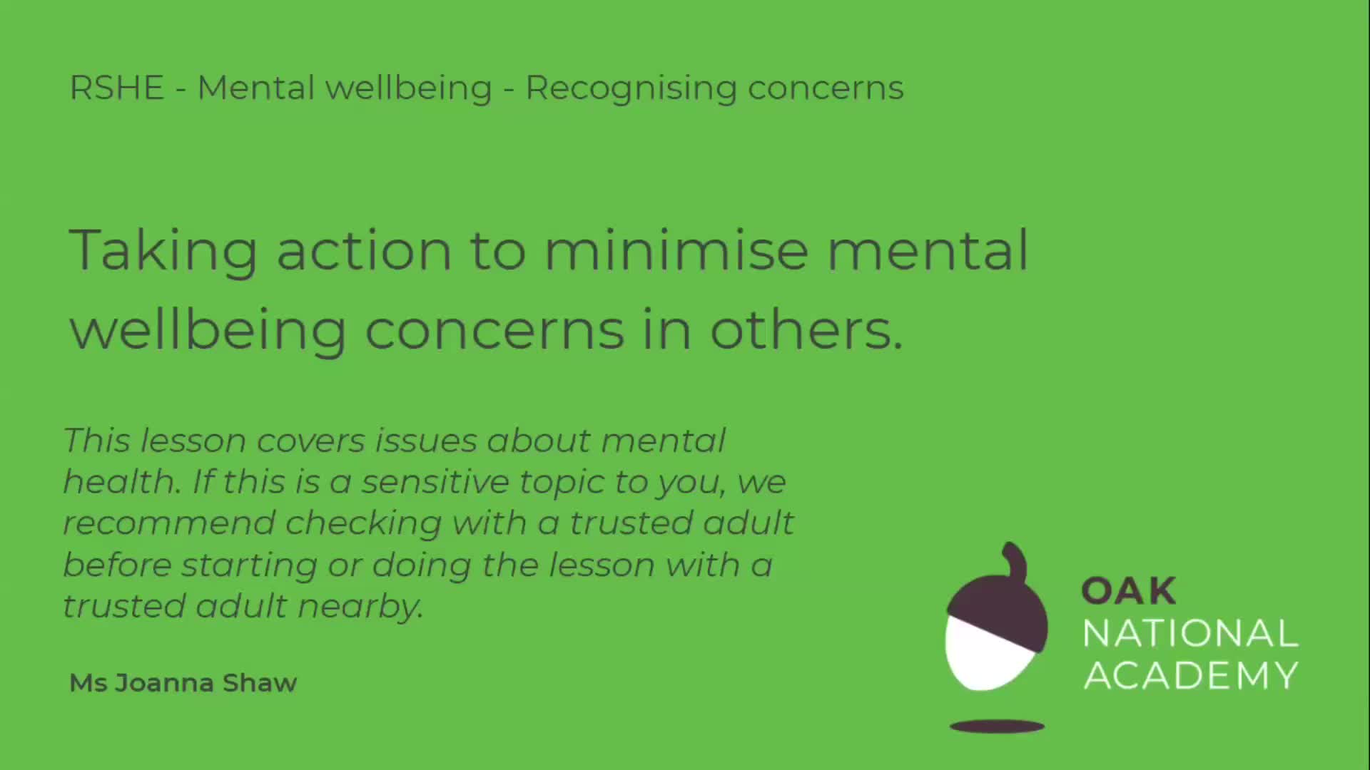 Taking action to minimise mental wellbeing concerns in others