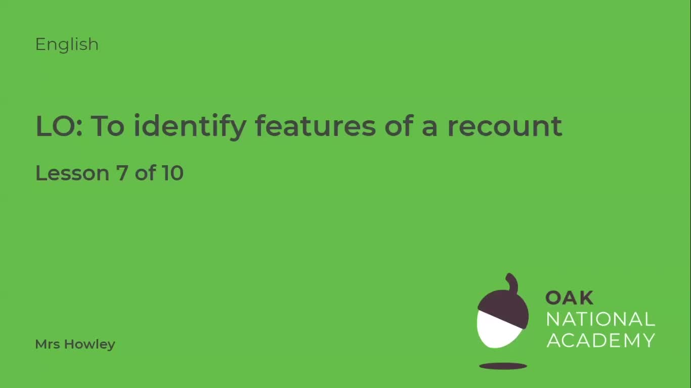 To identify features of a recount