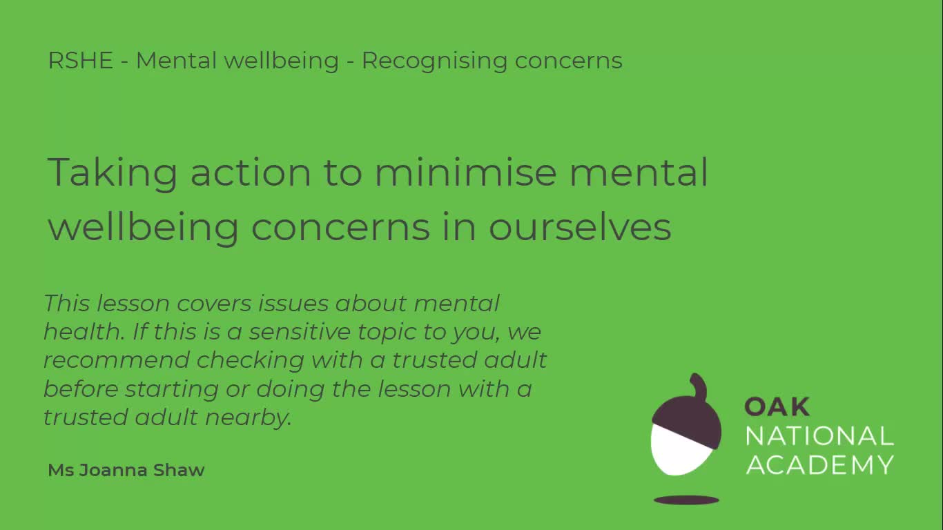 Taking action to minimise mental wellbeing concerns in ourselves