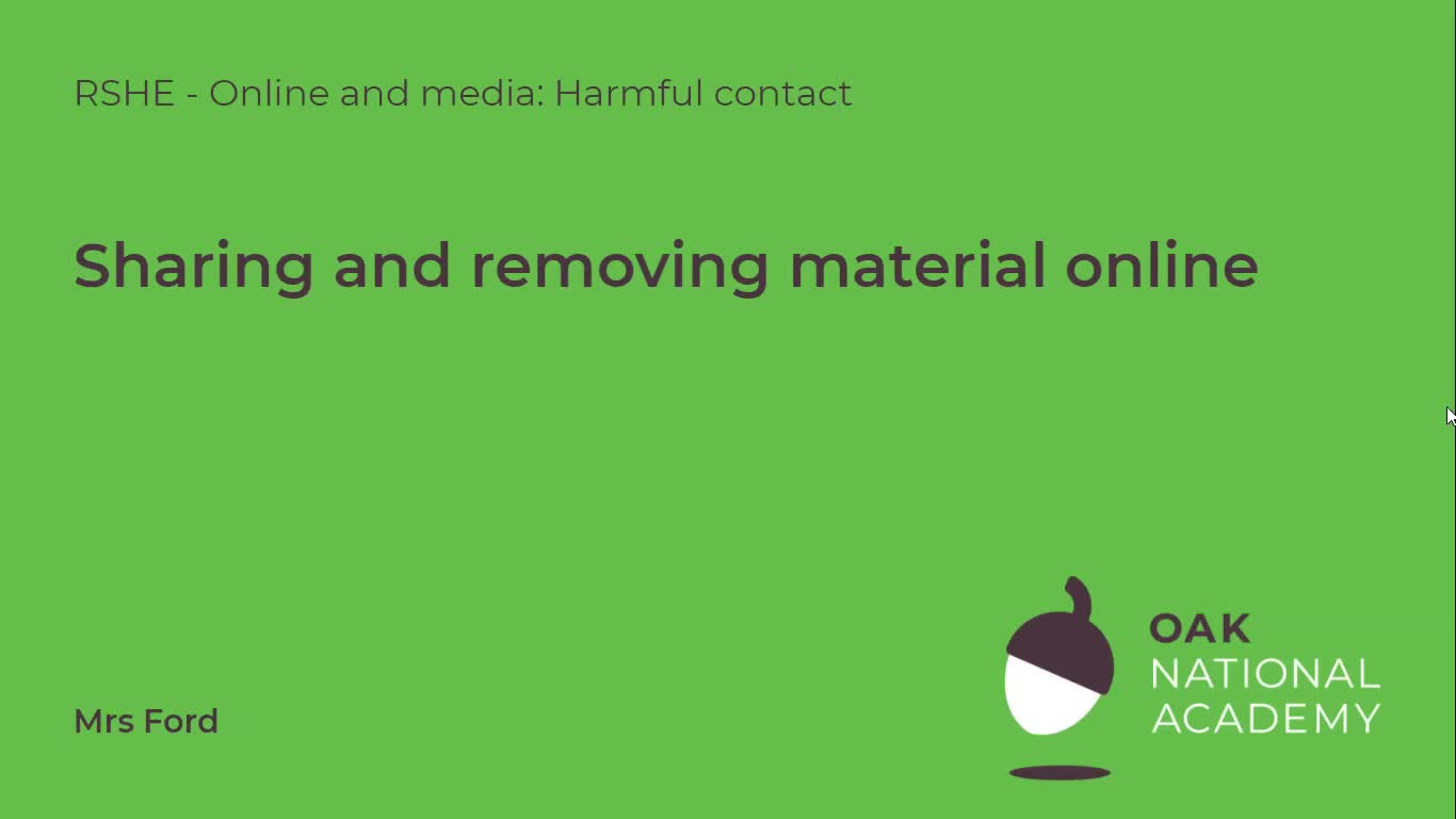 Sharing and removing material online