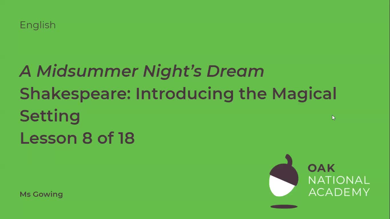 Introducing the magical setting