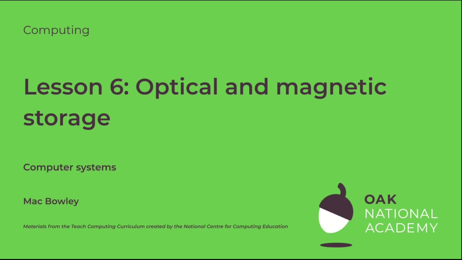 Optical and magnetic storage