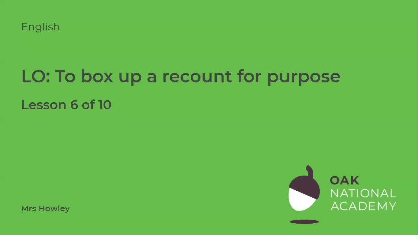 To box up a recount for purpose