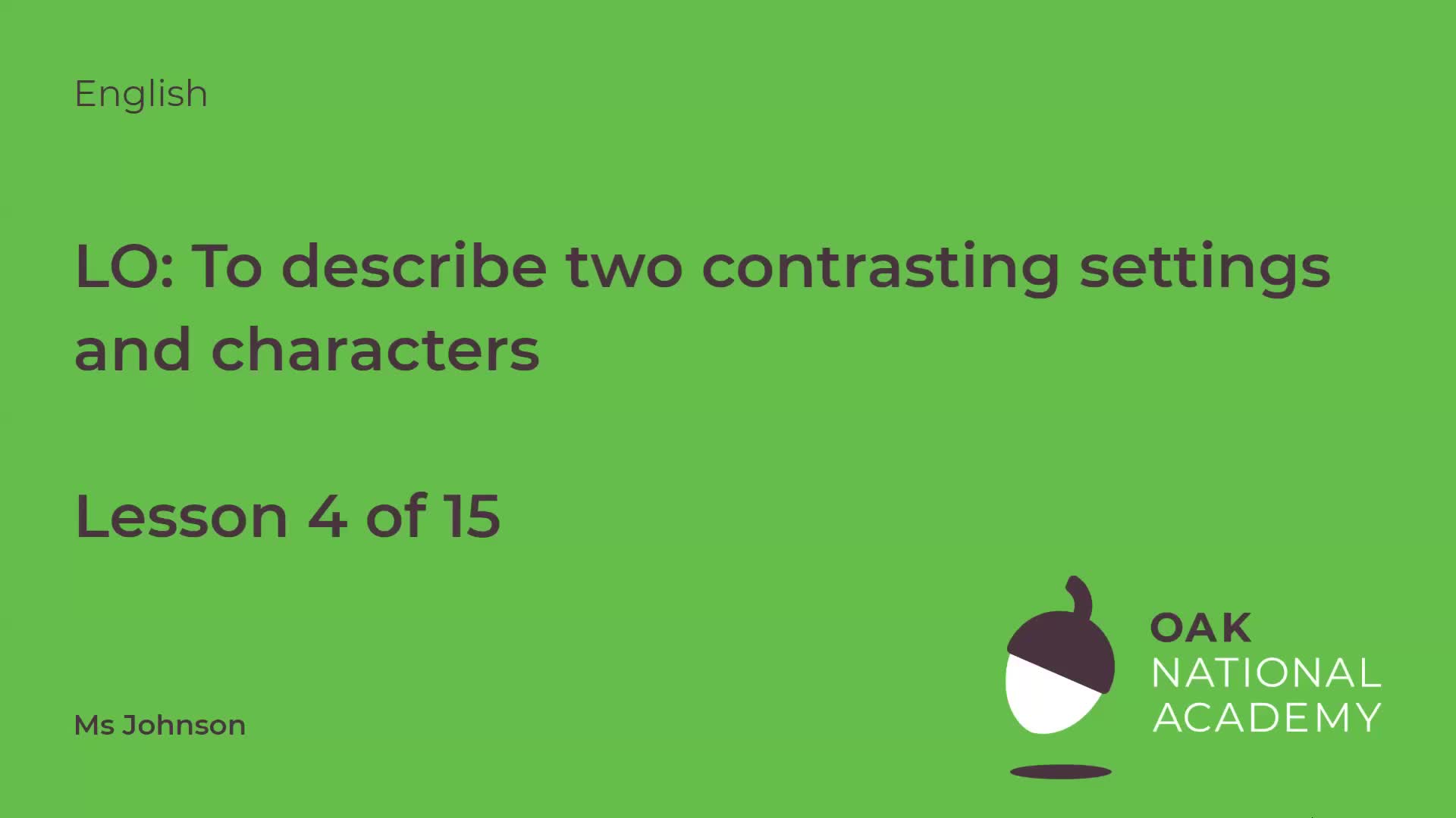To describe two contrasting settings and characters