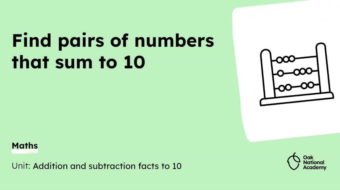 Find pairs of numbers that sum to 10