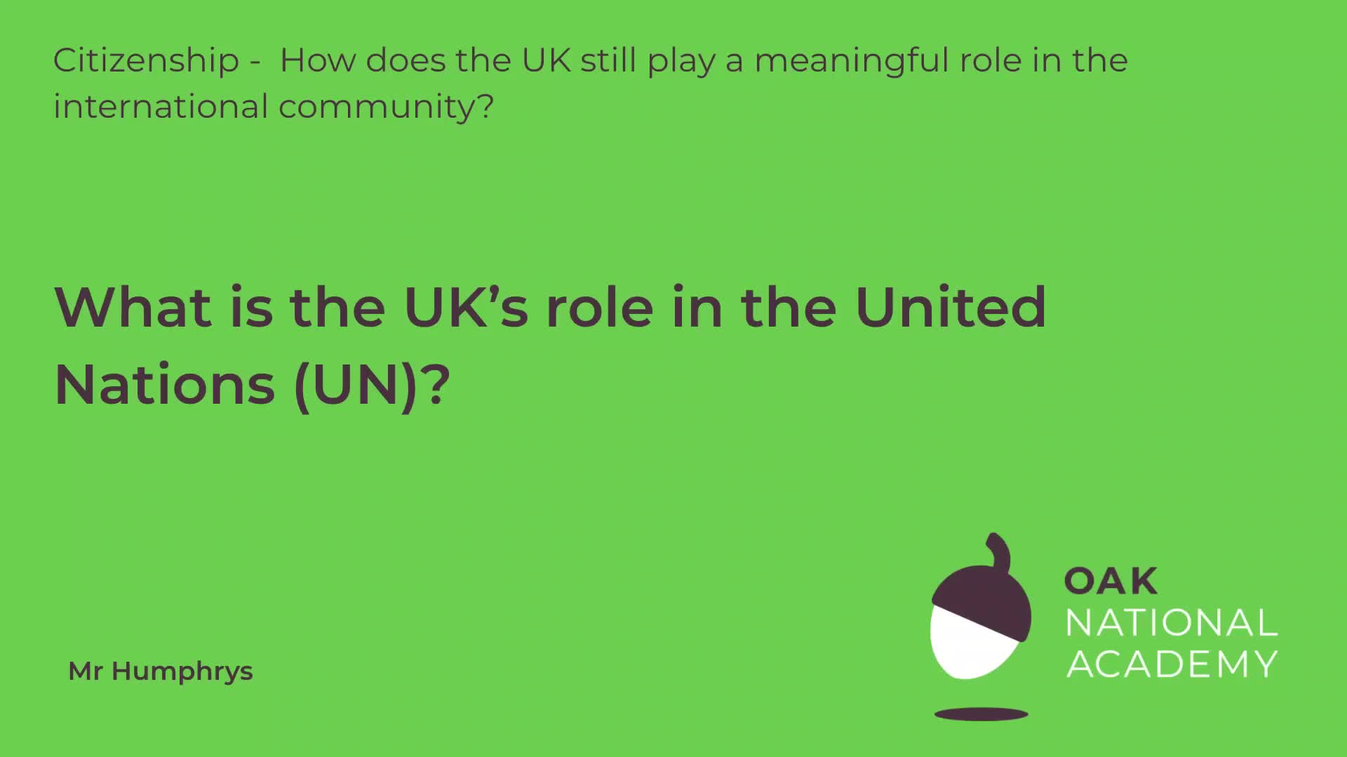 What is the UK's role in the United Nations?