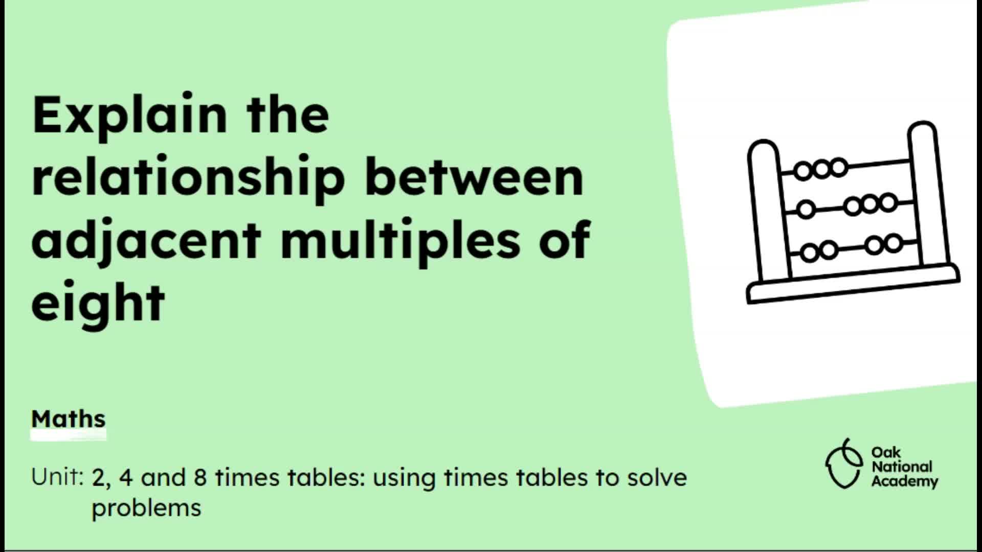 Explain the relationship between adjacent multiples of eight