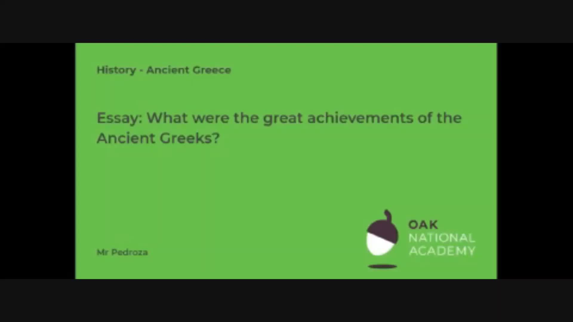 Extended Writing: What were the achievements of the Ancient Greeks?