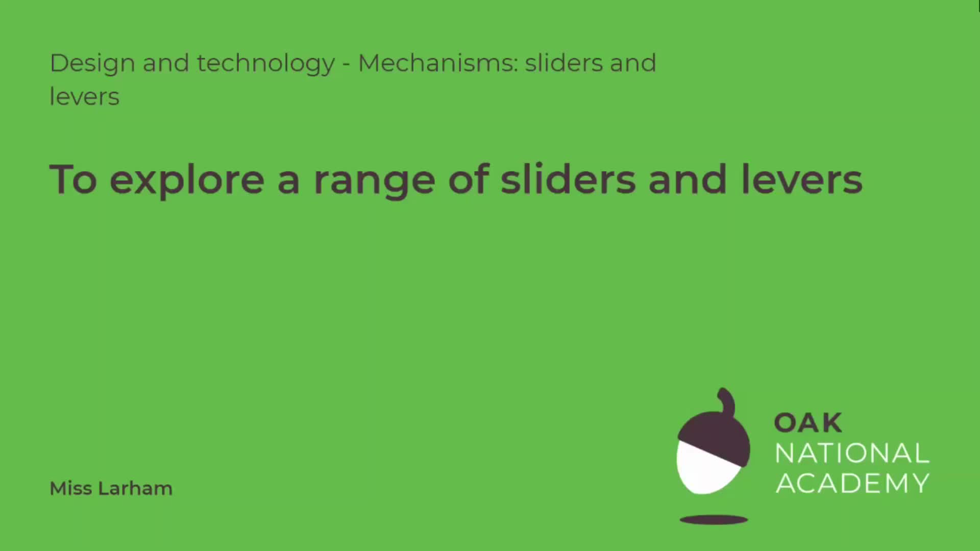 To explore a range of sliders and levers