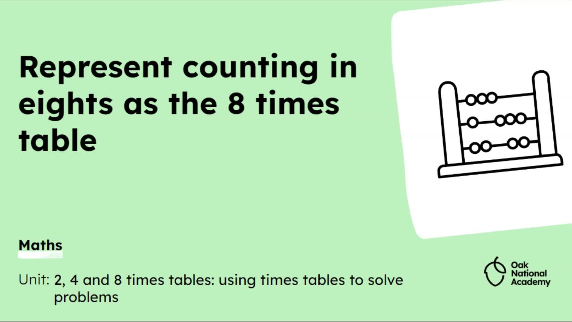 Represent counting in eights as the 8 times table