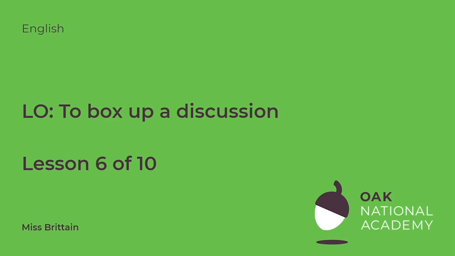 To box up a discussion