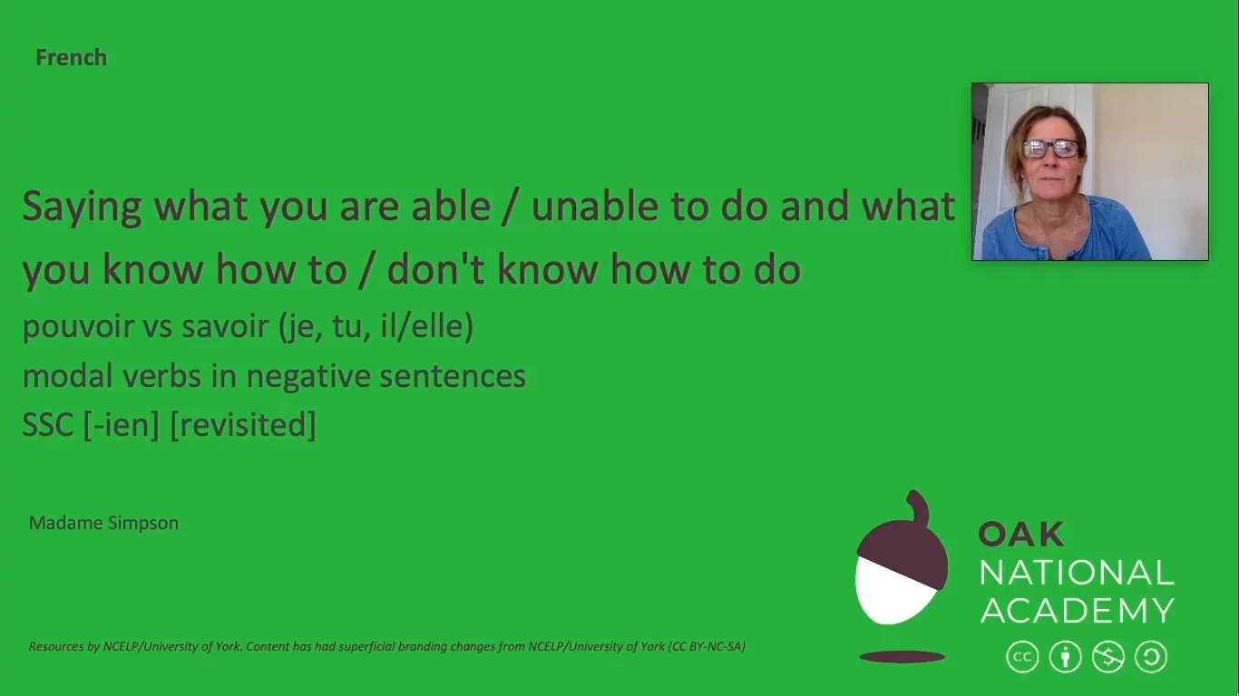 Saying what you are able/not able to do and what you know how to/don't know how to do (Part 1/2)