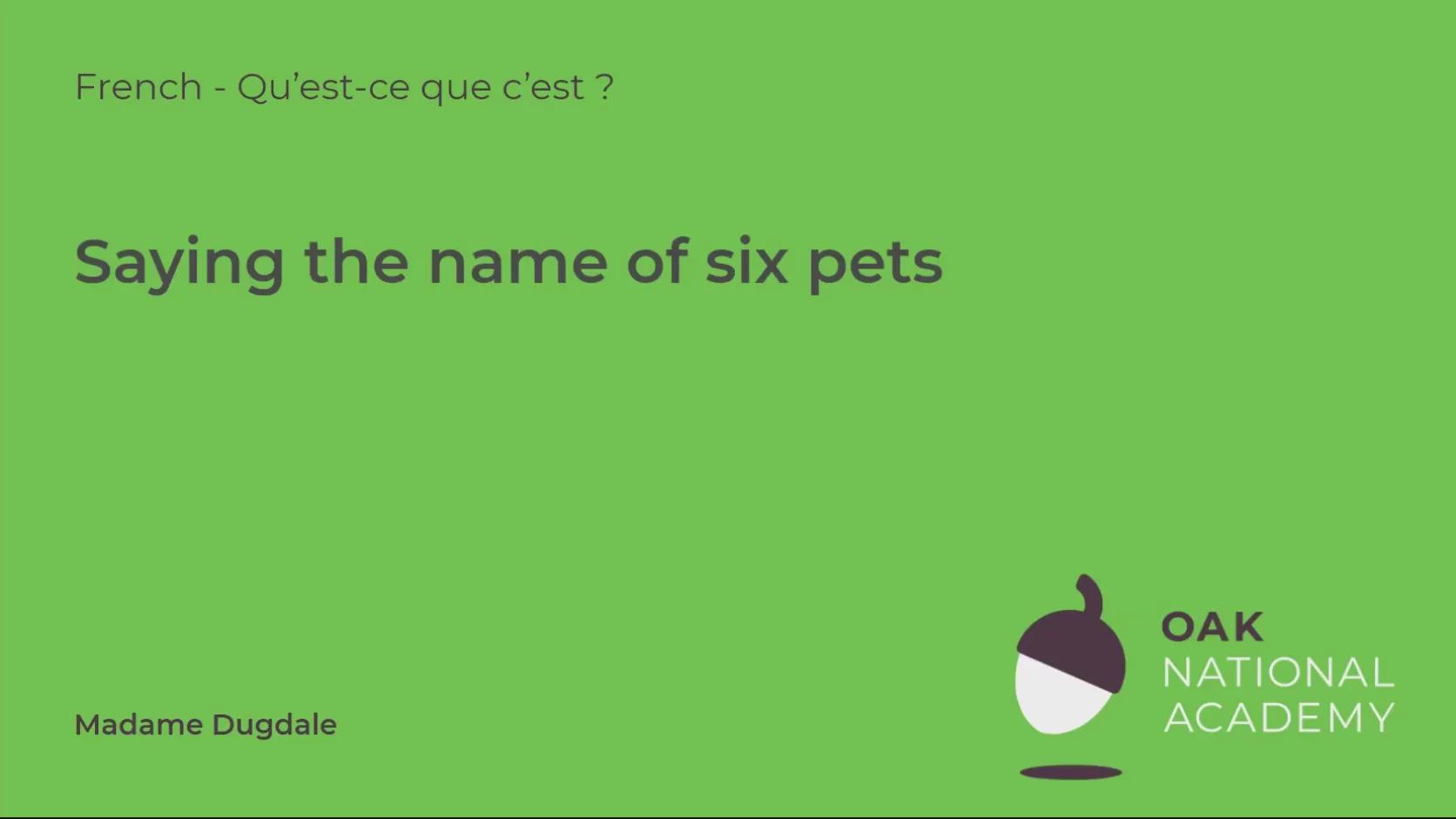 Saying the name of six pets