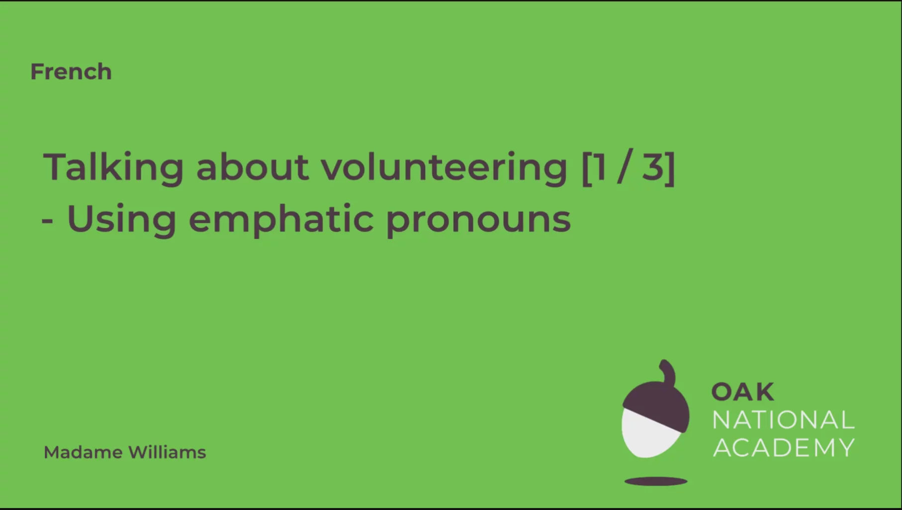 Talking about volunteering (Part 1/3)