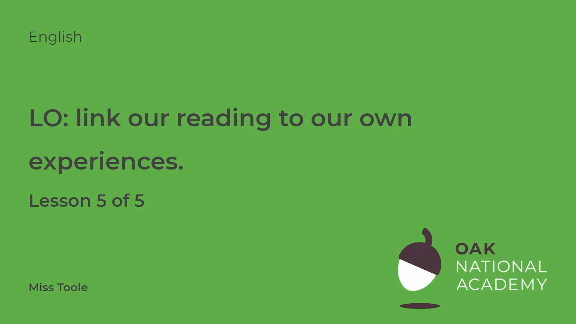 To link our reading to our own experiences