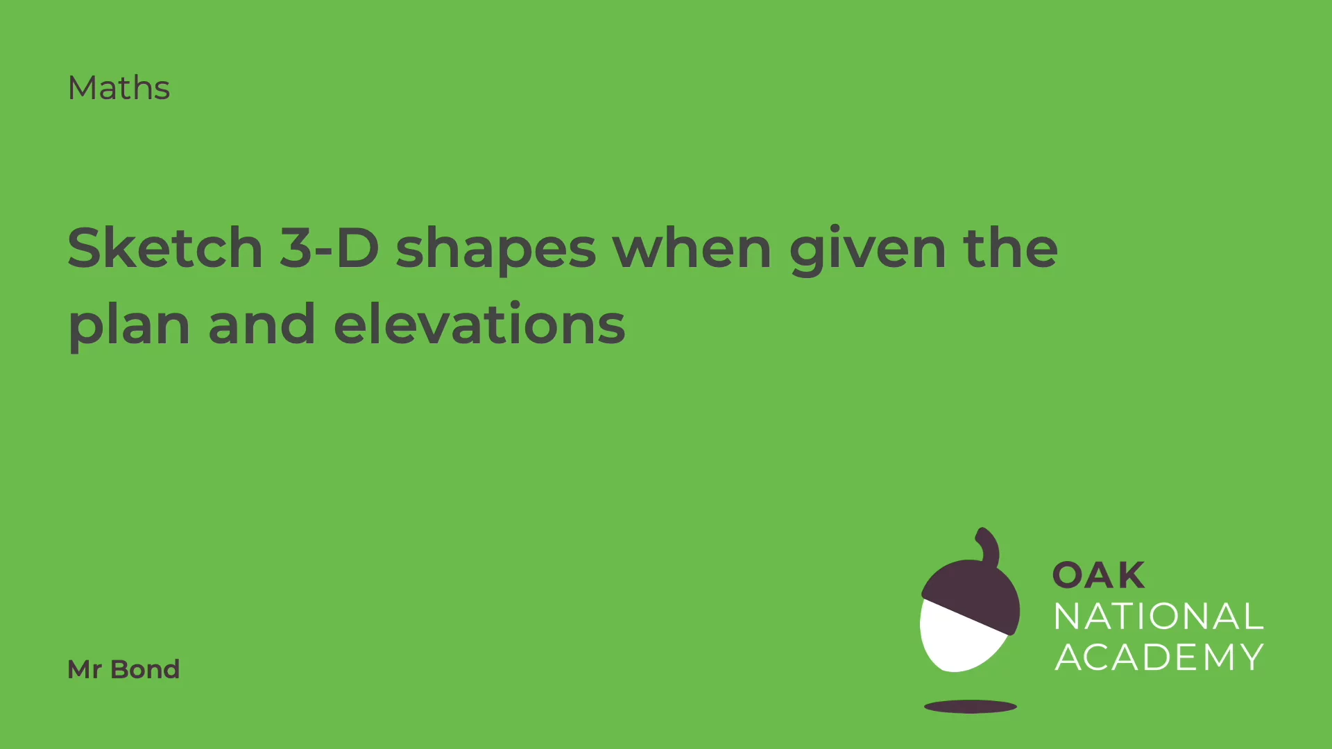 Sketch 3D shapes when given plan and elevation
