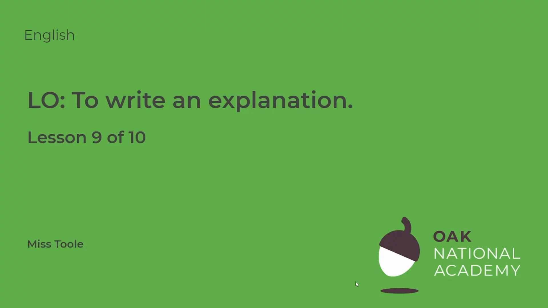 To write an explanation (Part 2)