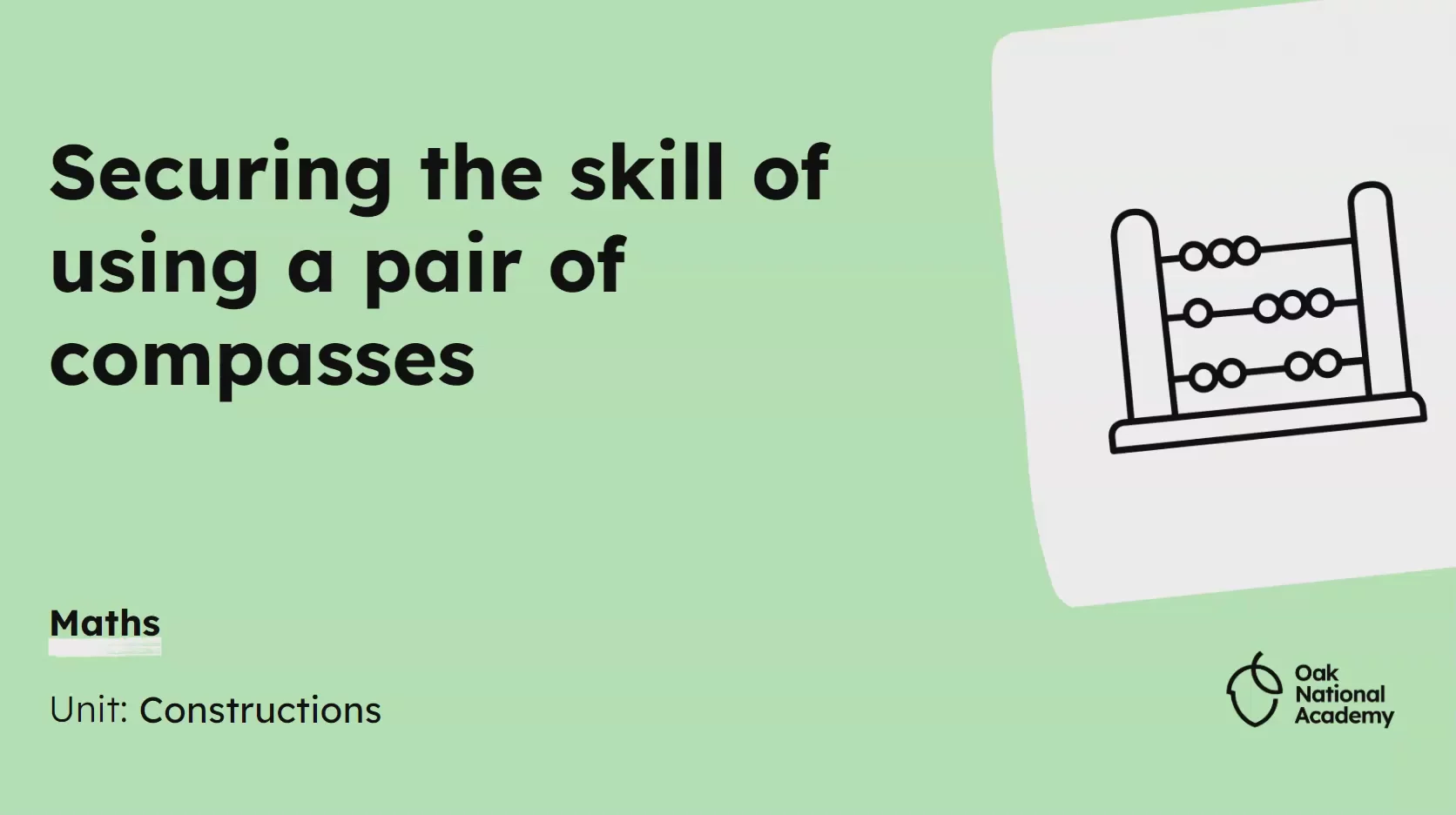 Securing the skill of using a pair of compasses