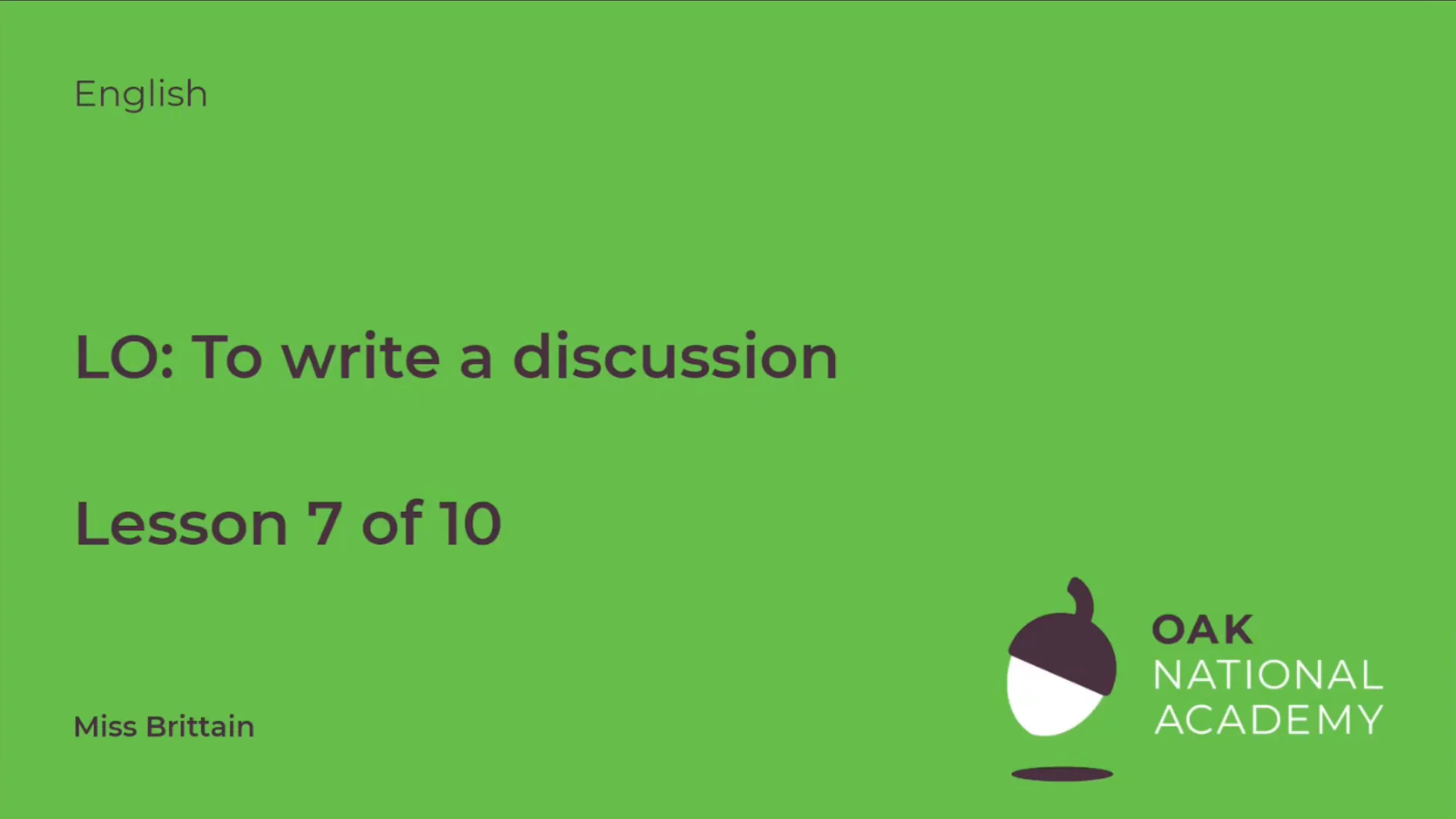 To write a discussion (Part 1)