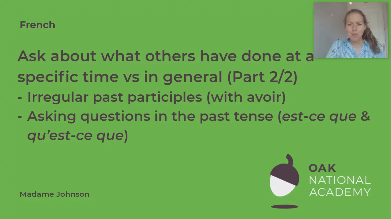Ask about what others have done at a specific time vs in general (Part 2/2)