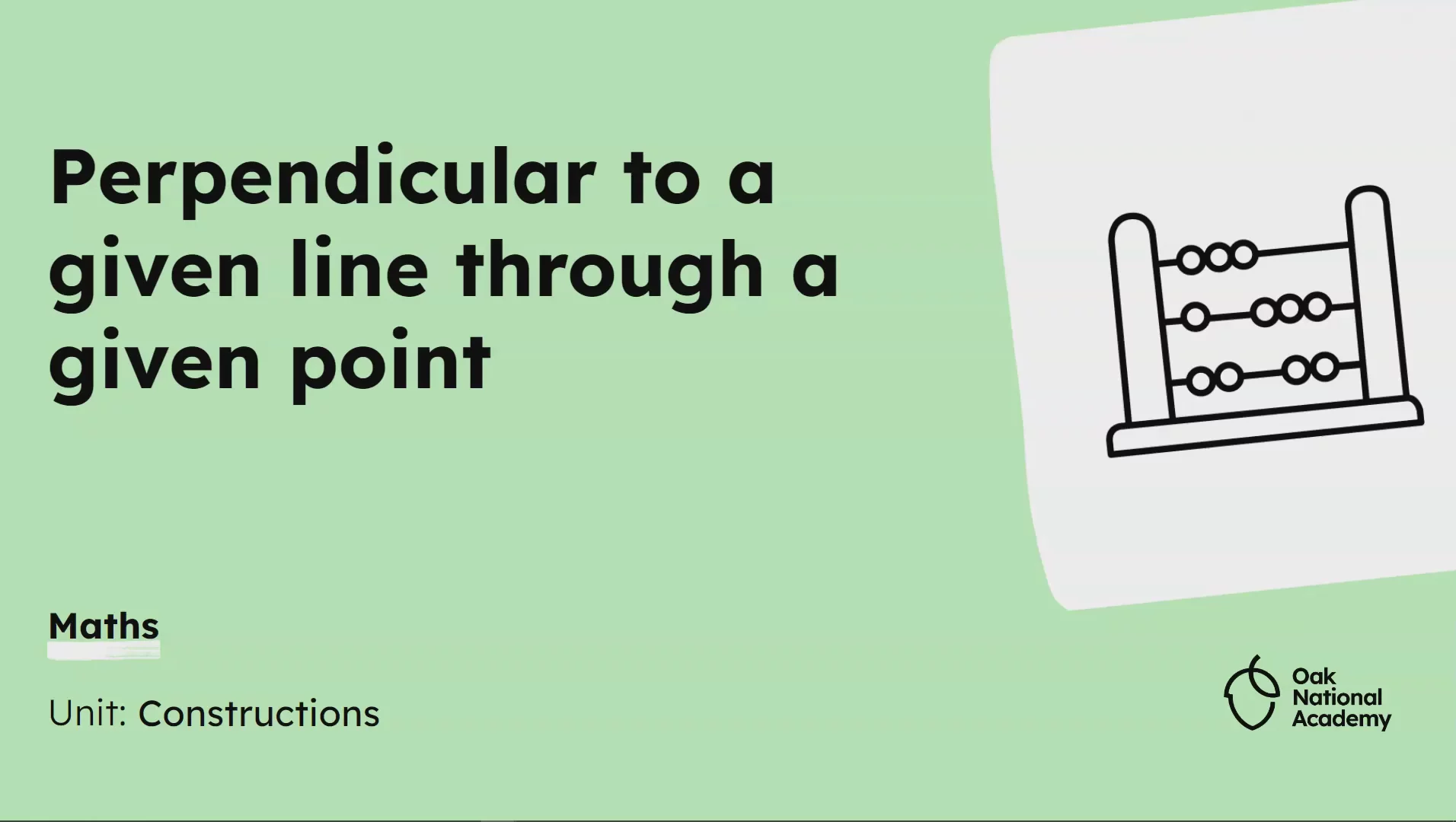 Perpendicular to a given line through a given point