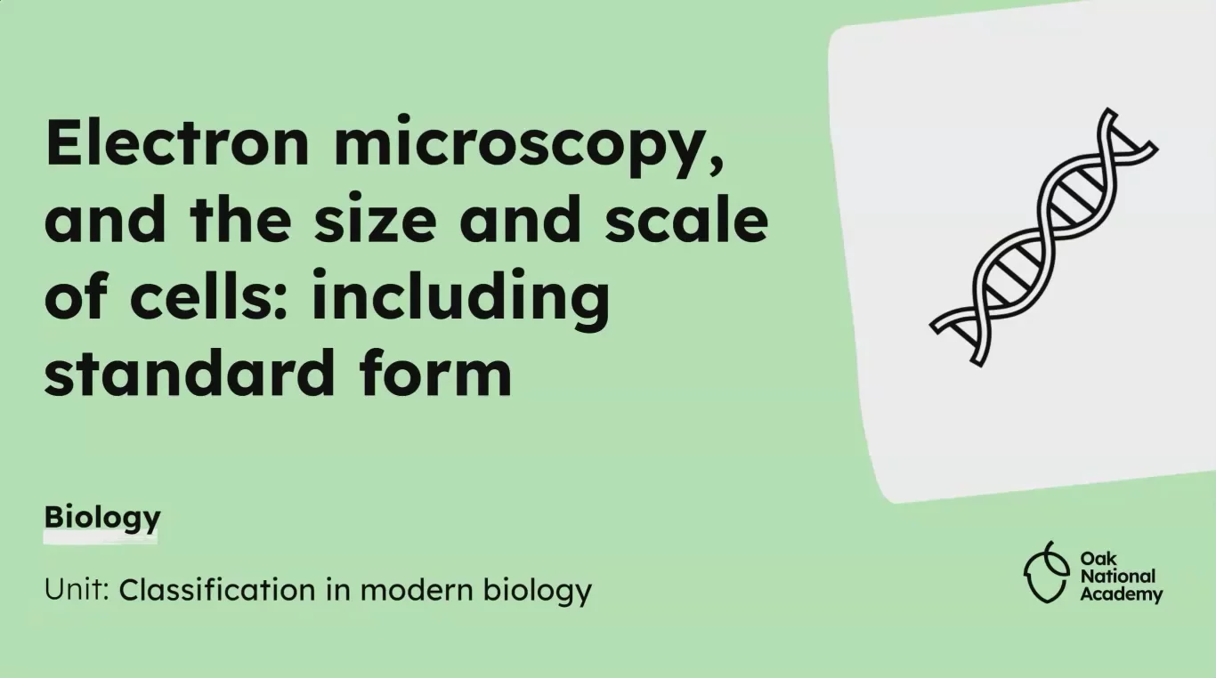 Electron microscopy, and the size and scale of cells: including standard form