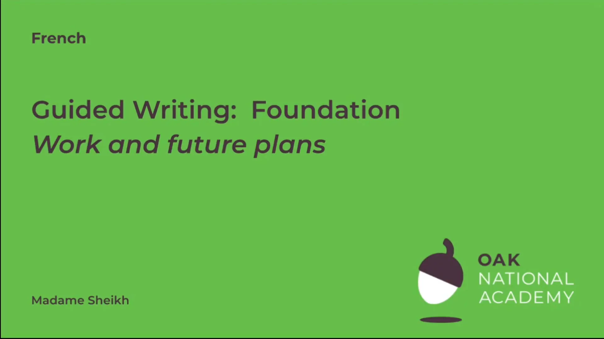 Guided writing: foundation . Work and future plans