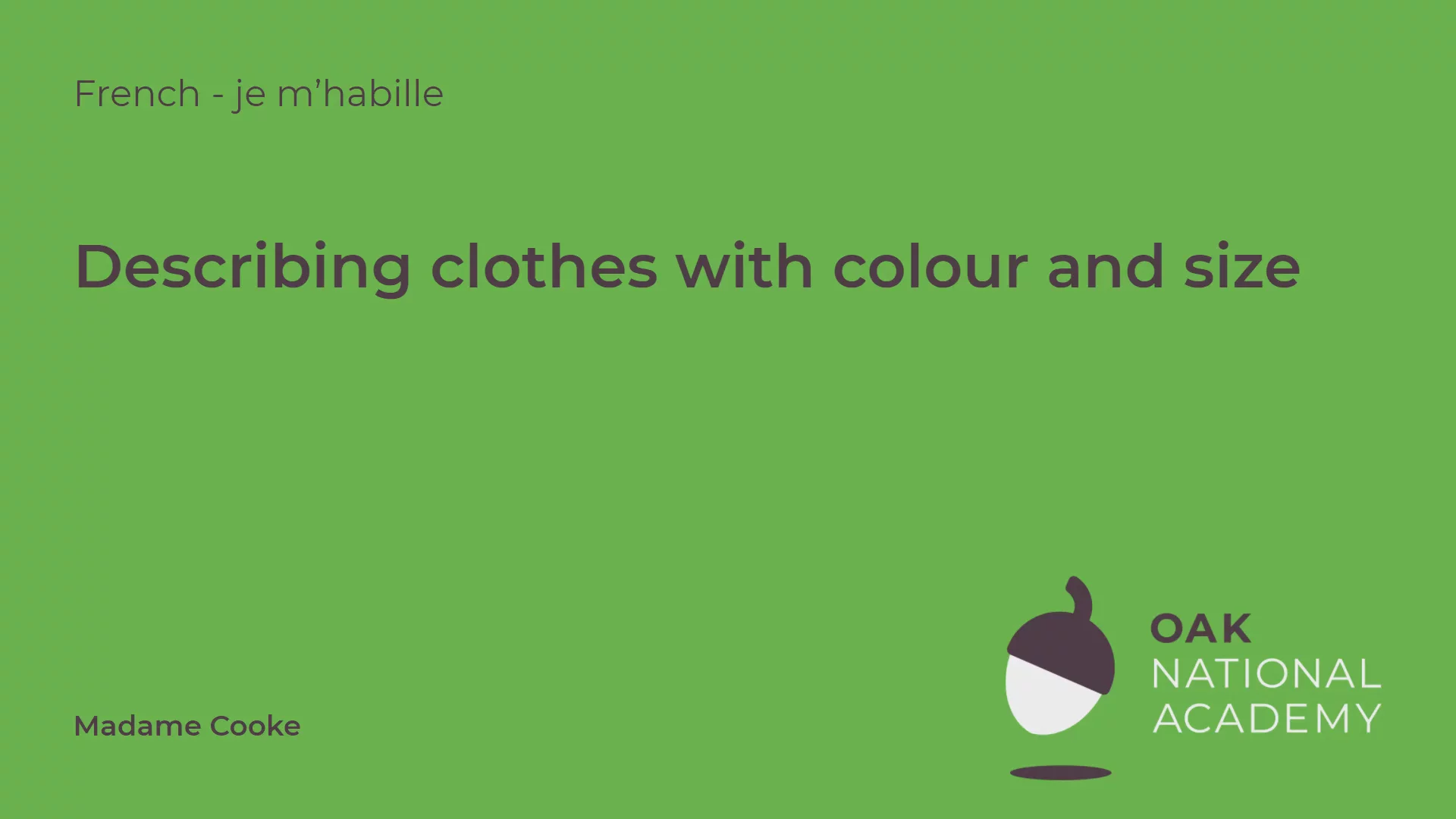 Describing clothes with colour and size