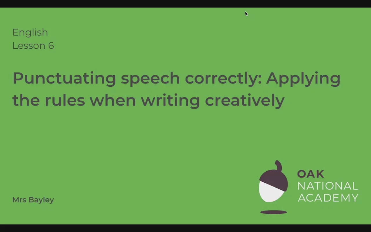 Punctuating speech correctly: Applying the rules when writing creatively