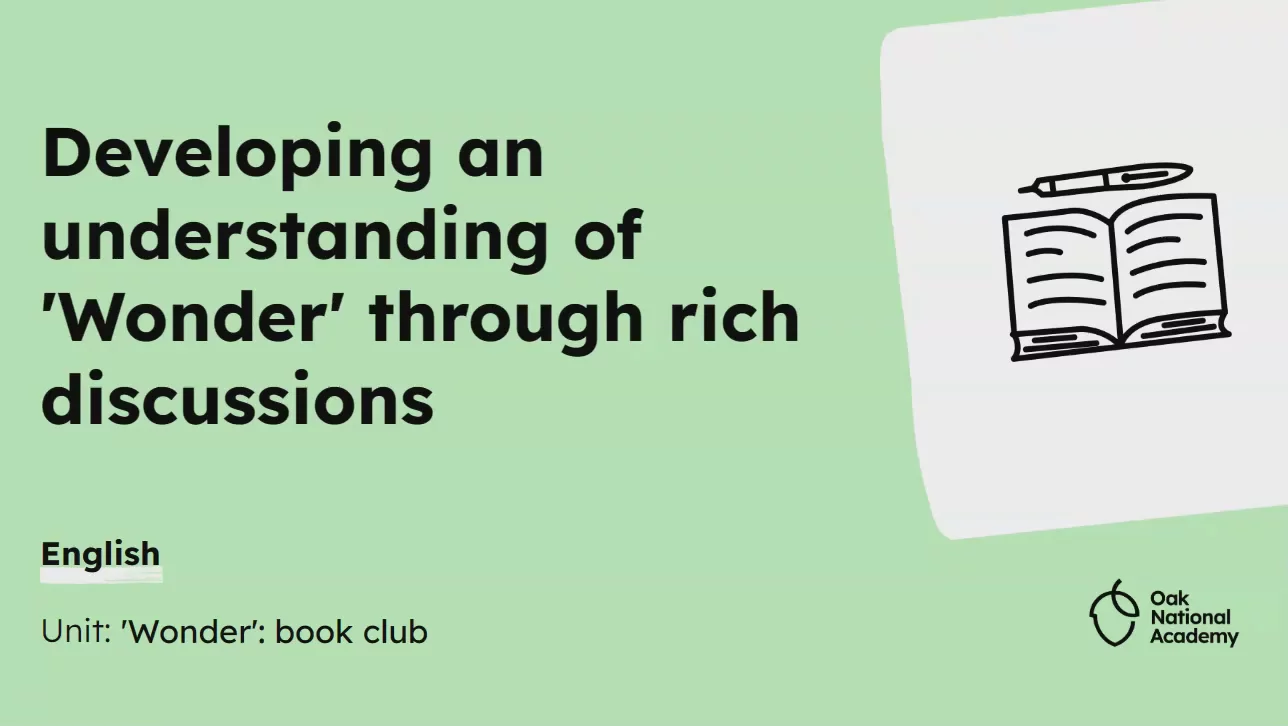 Developing an understanding of 'Wonder' through rich discussions