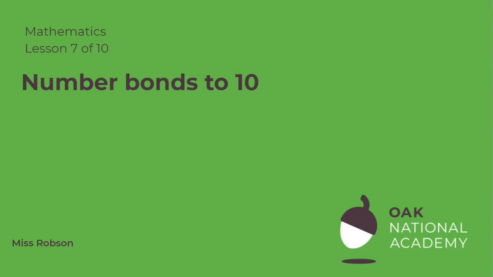 Number bonds to 10 (Part 2)