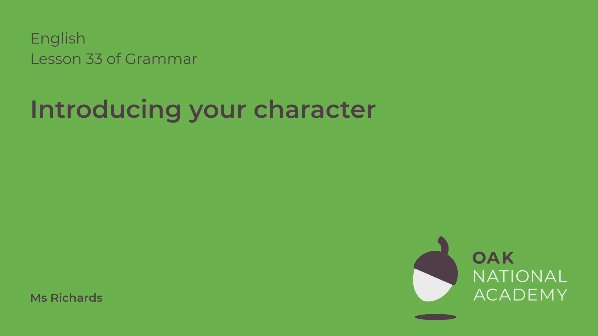 Introducing a character