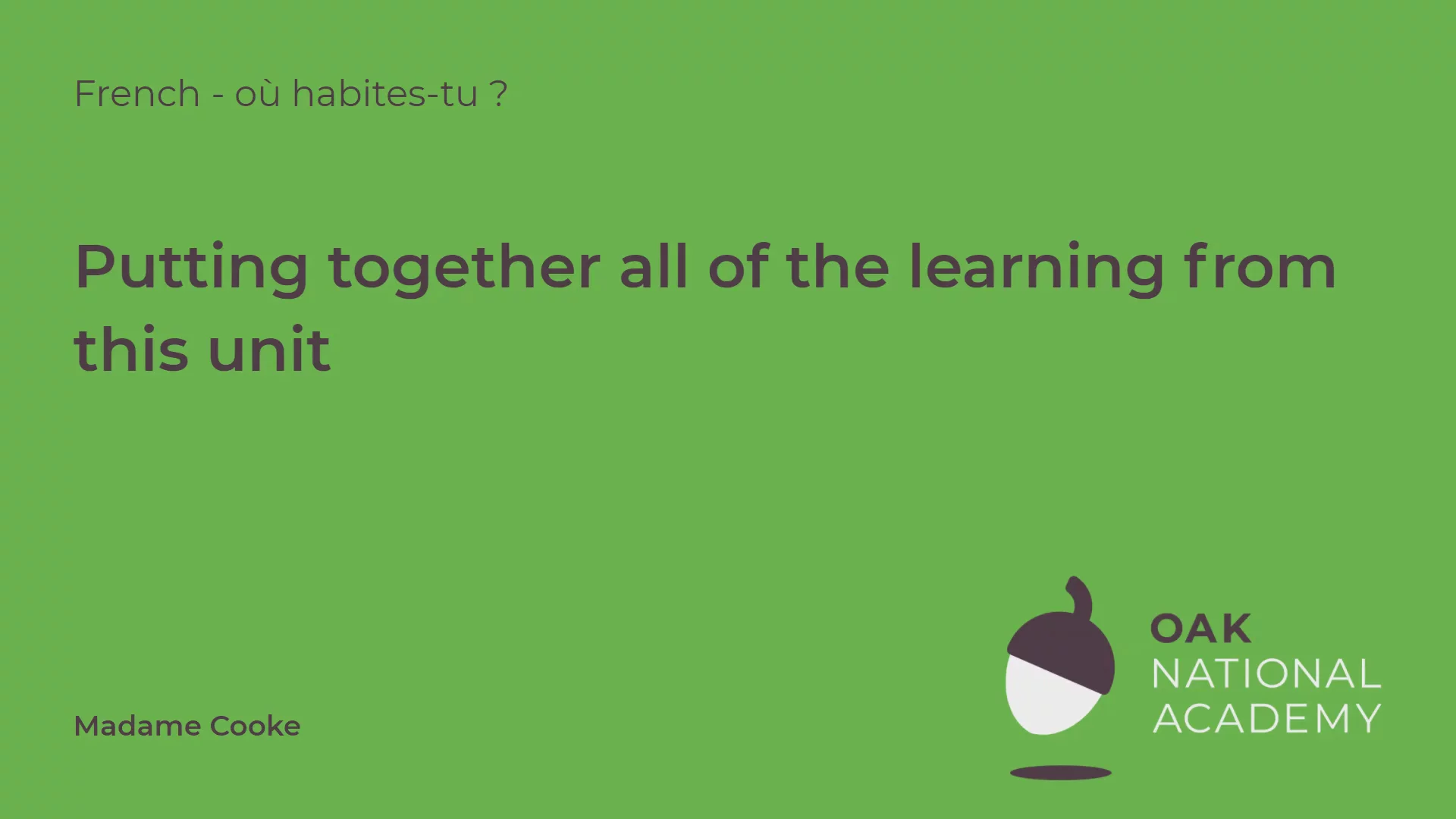 Putting together all of the learning from this unit