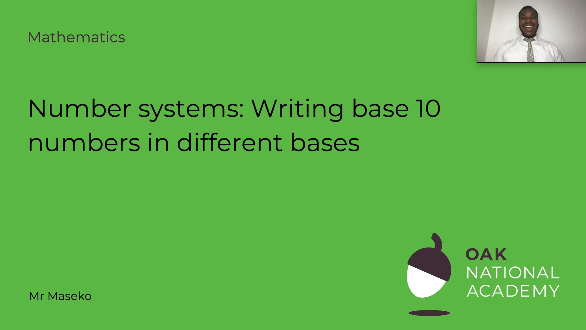 Number systems: Writing numbers in different bases