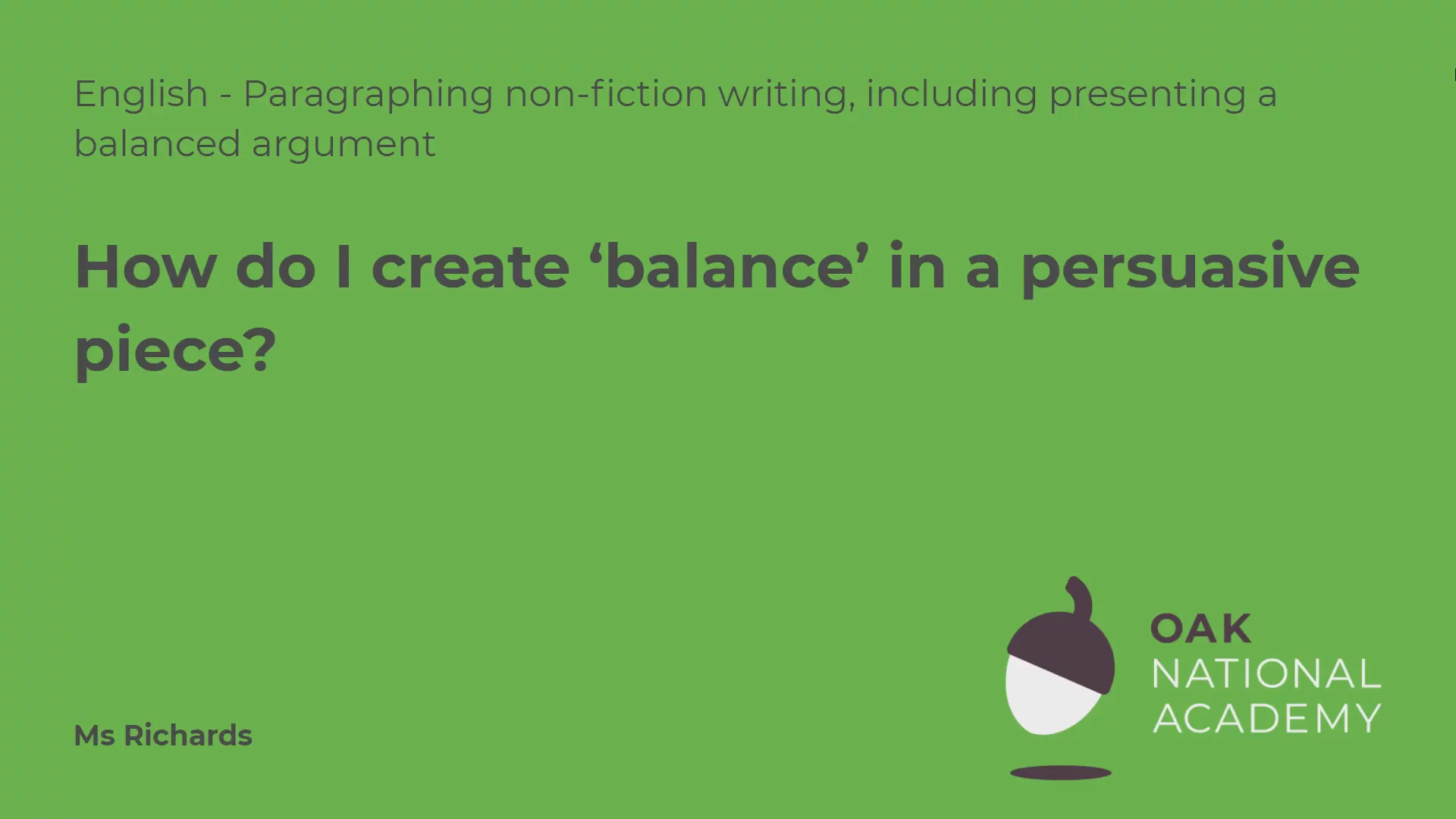 How do I create 'balance' in a persuasive piece?