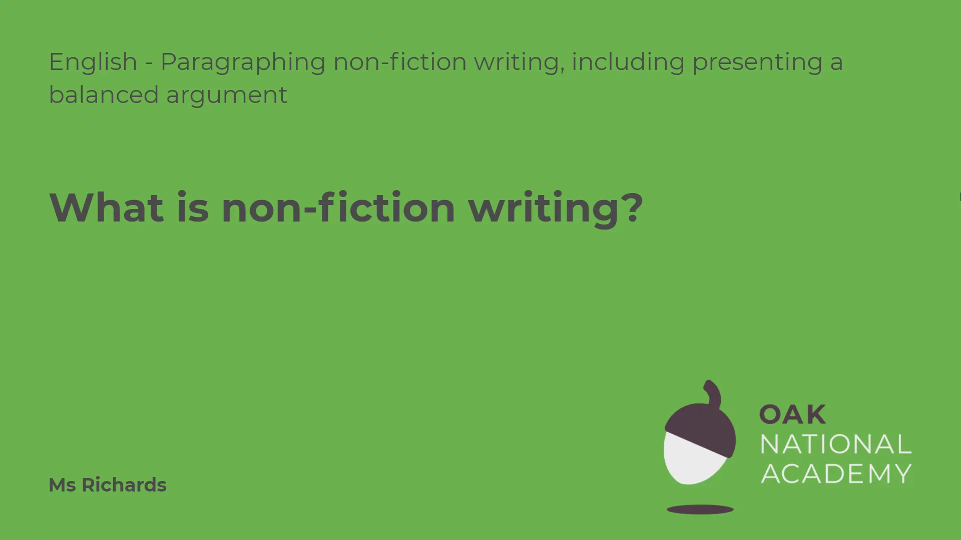What is non-fiction writing?