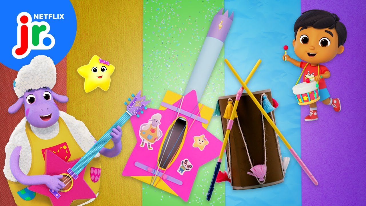 DIY Instruments: Little Baby Bum Guitar & Drum 🥁🎸 Little Baby Bum: Music Time | Netflix Jr