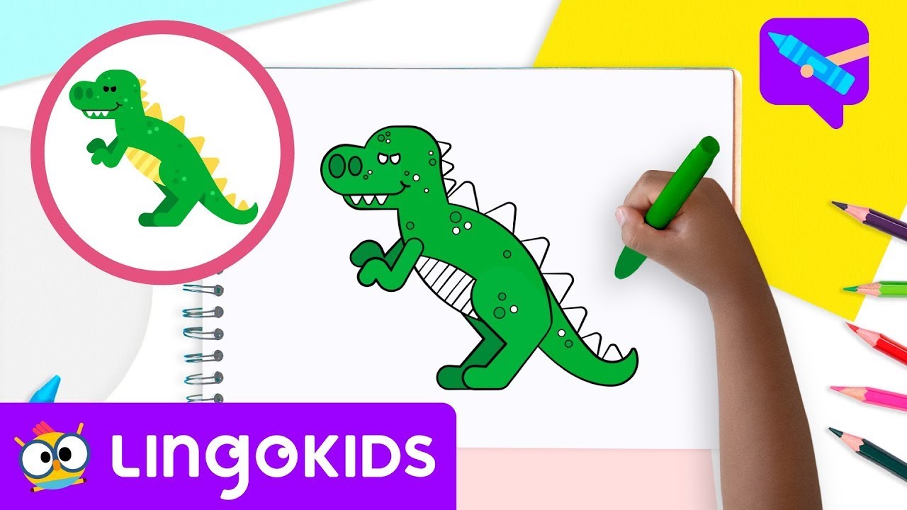 How to draw a DINOSAUR 🦖🎨 | Drawing for kids | CRAFTS by Lingokids
