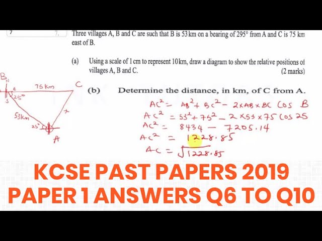 KCSE 2020(kcse mathematics paper 1 2019)kcse past papers with answers .KCSE maths paper 1 Q6 - Q10.