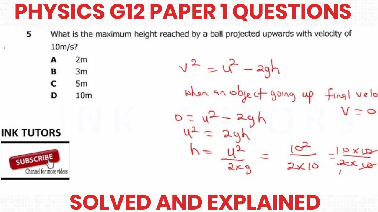 ECZ PHYSICS GRADE 12 PAPER 1 QUESTION AND ANSWERS(ECZ PHYSICS PAST PAPERS ANSWERS)ecz gce physics