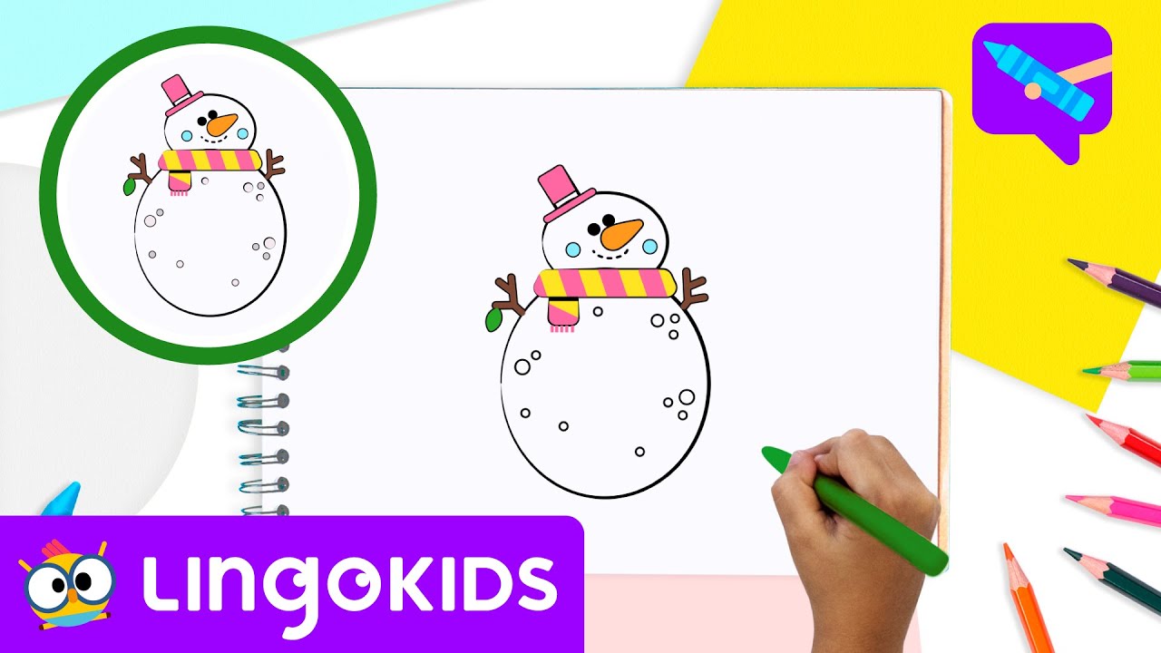 How to draw a SNOWMAN ☃️🎨 | Drawing for kids | CRAFTS by Lingokids