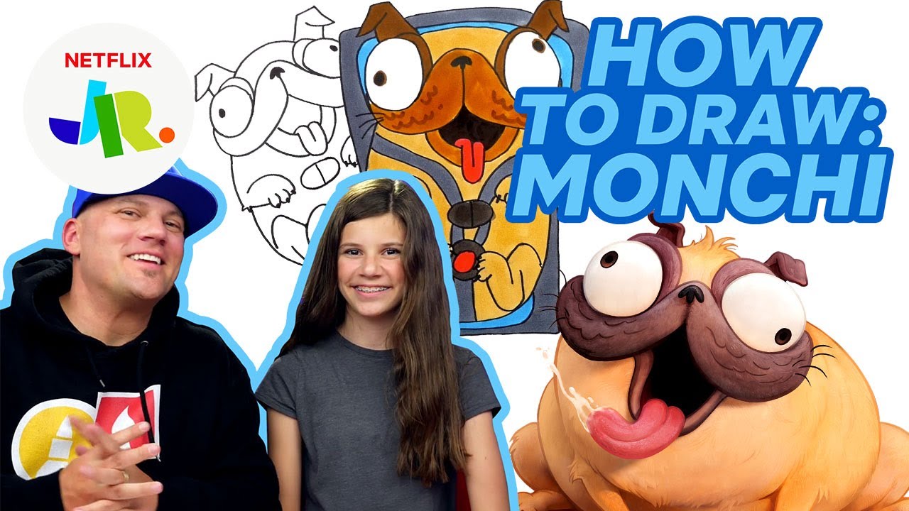 How to Draw Monchi the Pug with KidArt 🐶 The Mitchells vs. The Machines | Netflix Jr