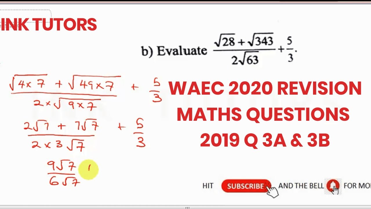 waec past questions 2020.WAEC maths past questions and answers on mathematics.waec maths 2019 Q3