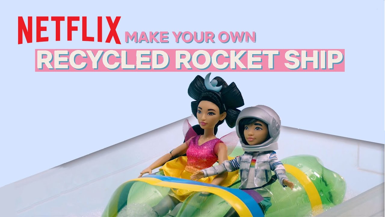 DIY Recycled Bottle Rocket Ship Craft 🚀 Over the Moon | Netflix Jr