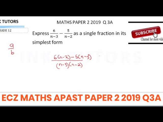 ECZ 2020.ECZ PAST PAPERS GRADE 12(ecz mathematics past papers and answers)ecz maths past papers2 Q3A