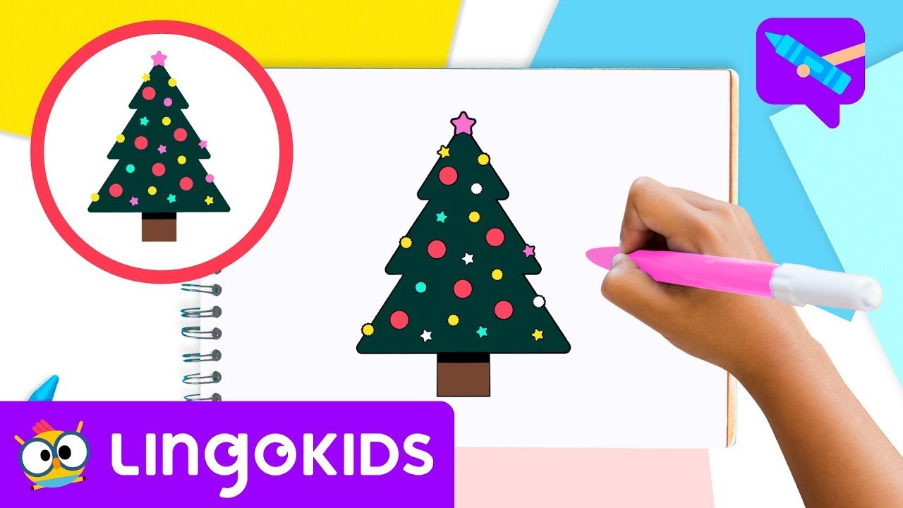 How to draw a CHRISTMAS TREE 🎄🎨 Drawing for kids | CRAFTS by Lingokids